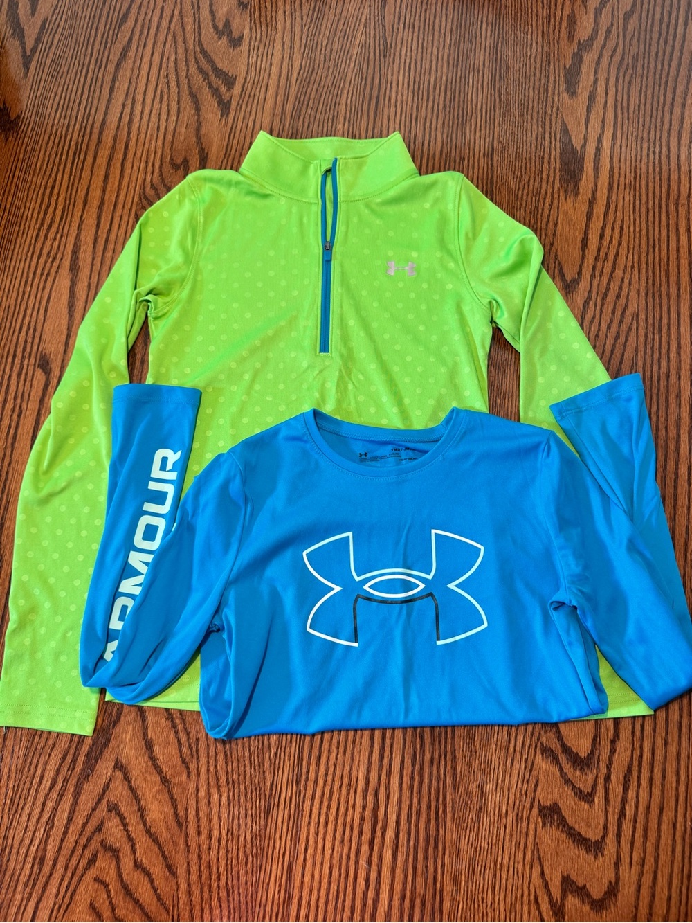 Under Armour Kids Bright Green Quarter-Zip & Blue Logo Tee Set YM